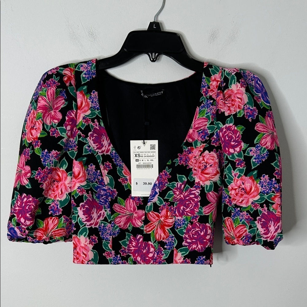 Zara Floral Crop Top NWT - Picture 2 of 7